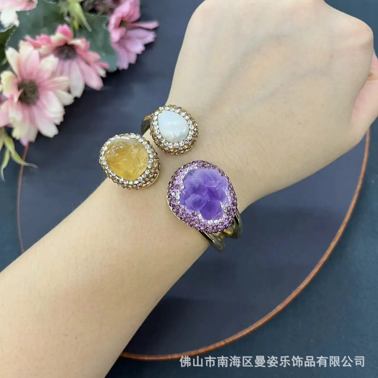 

DIY accessories European and American French new personalized natural freshwater pearl bracelet natural crystal bracelet niche h