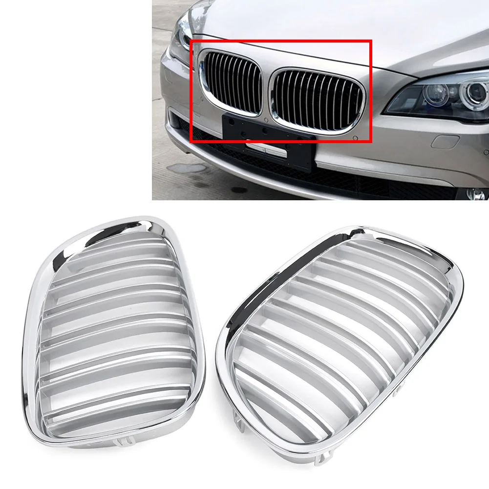 

2Pcs Chrome Car Front Kidney Grill Dual Slats For BMW 7 Series F01 F02 730LI 740LI 750LI 760LI 745LI 2009-2015