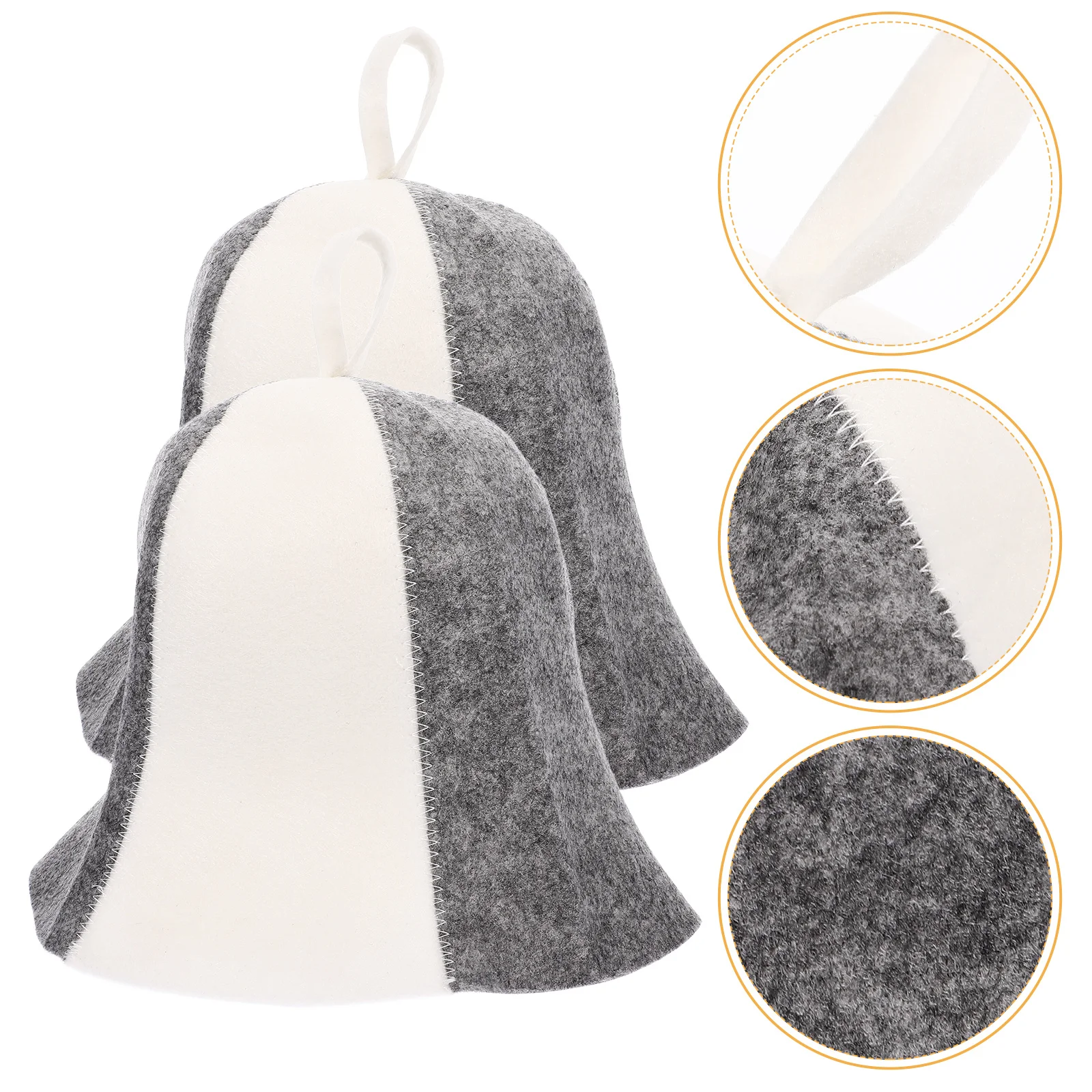 

2Pcs Comfortable Sauna Hat Felt Material Heat Protection Hanging Ring Easy Storage Sauna Supply Felt Showering Hats