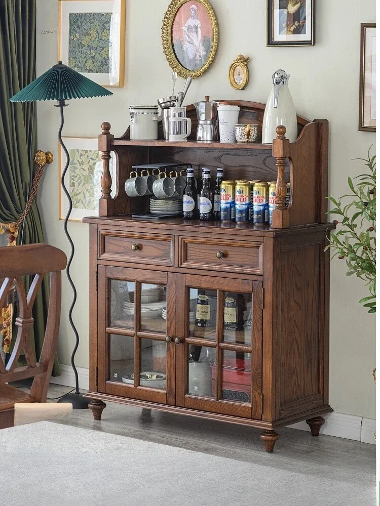 

AASide Американский приставной шкаф из массива дерева, ретро-шкаф для чайной церемонии, многофункциональный настенный шкаф для хранения