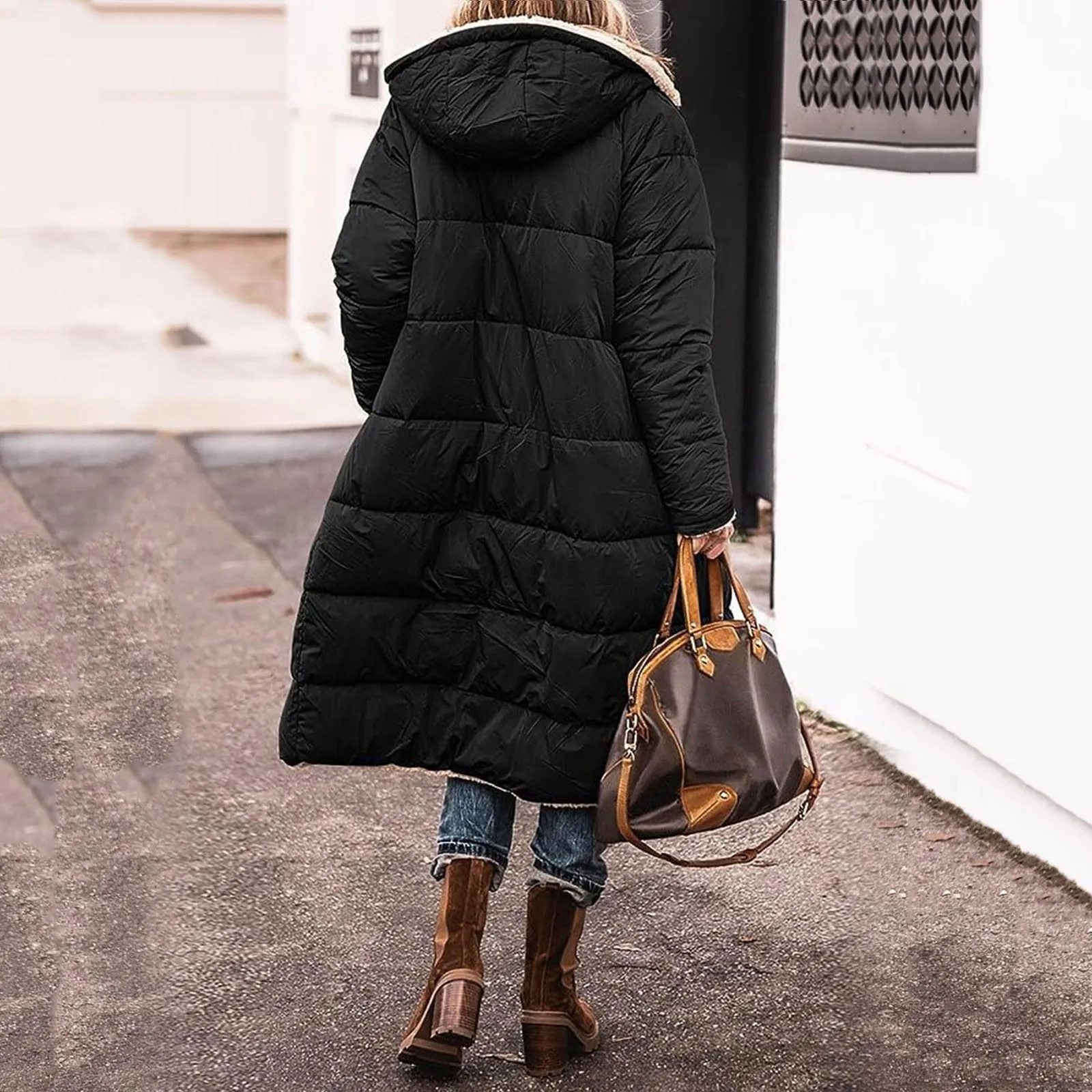 Oversized Plush Coat Women Autumn Winter Casual Hooded Long Jackets Female Warm Thick Double Sided Wear Fluffy Parkas Outerwear