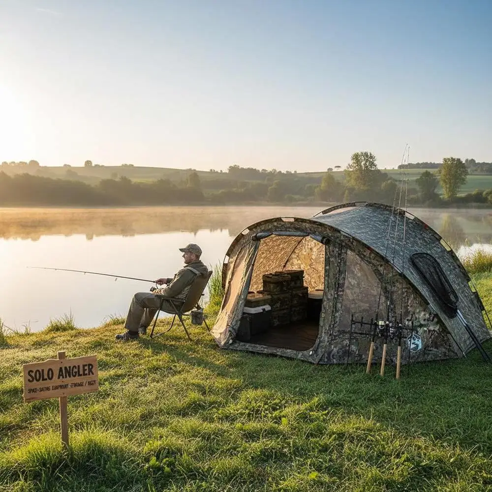 Tente de pêche pliable 220 x 180 x 150 cm en polyester enduit PU, structure légère en fibre de verre, porte à fermeture éclair, bonne circulation d'air, abri portable avec sac de transport pour la pêche, sans piquets de tente