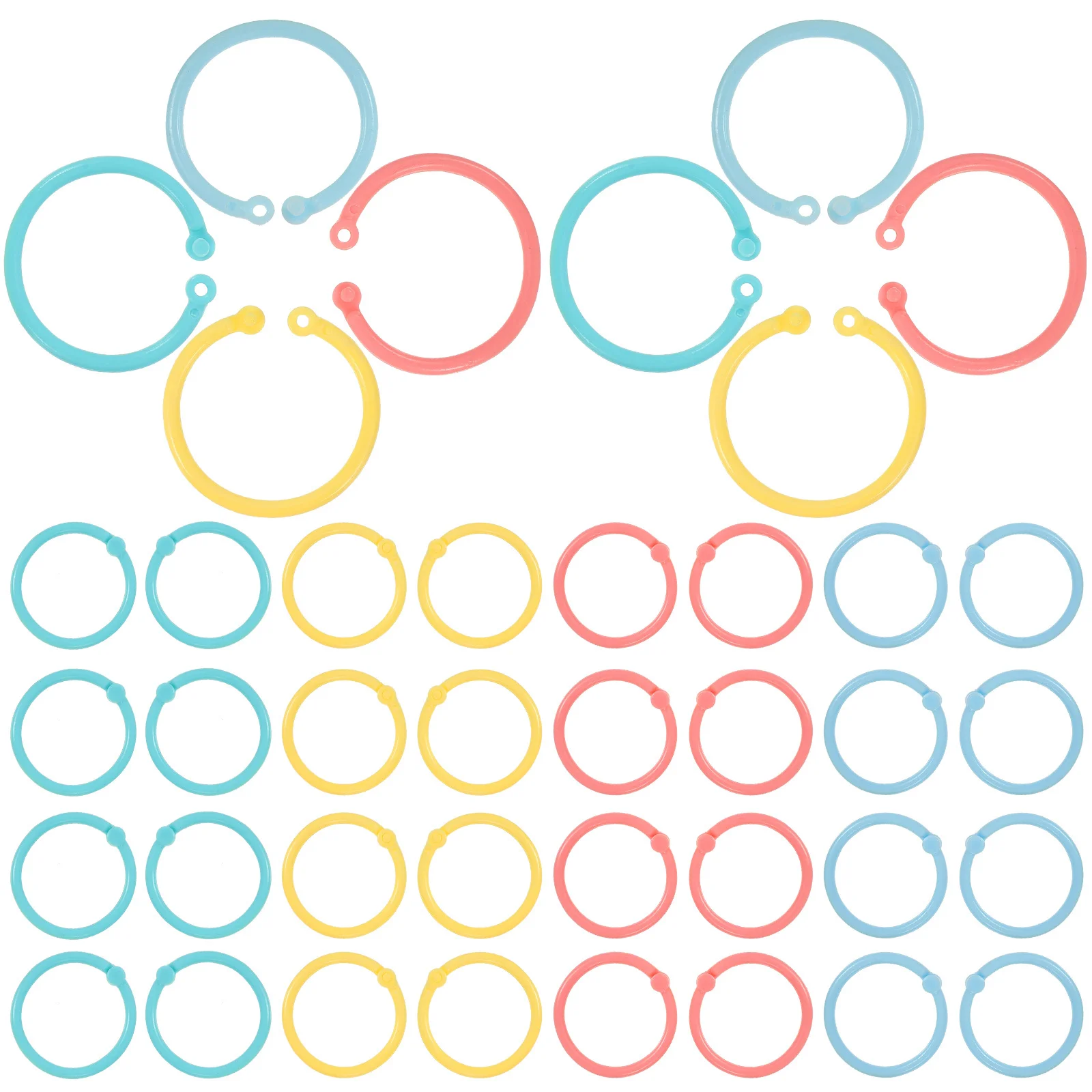 

80pcs Plastic Binder Rings Multi-Color Loose Leaf Ring For Document Key Chain Diy Craft School Stationery Office Supplies