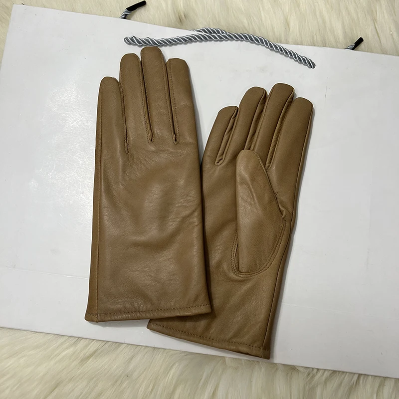 

Male Leather Gloves Sheepskin Winter Warm Men's Wrist Fashion New Genuine Leather Gloves Machine Sewing Driving Riding Mittens