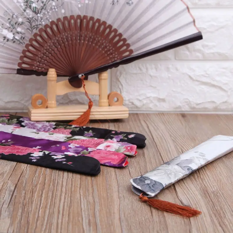 Elegante Pieghevole Ventilatore della Mano Del Sacchetto Del Supporto Della Protezione Antipolvere Borse Multiuso Cassa di Copertura di Nozze