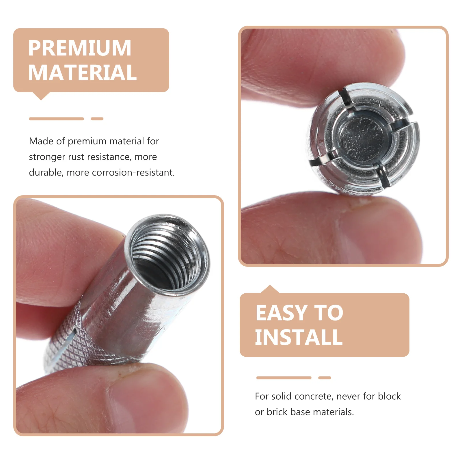 

50Pcs Solid Concrete Knurled Anchors Drop-in Bolt Fixings High Hardness Expansion Fasteners for Concrete Construction