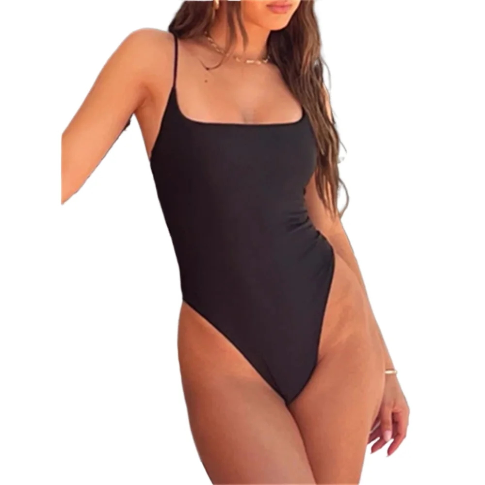 2025 nowy Monokini czarny strój kąpielowy jednoczęściowy strój kąpielowy czarne body seksowne kostiumy kąpielowe Trikini dla kobiet stroje kąpielowe kąpiący