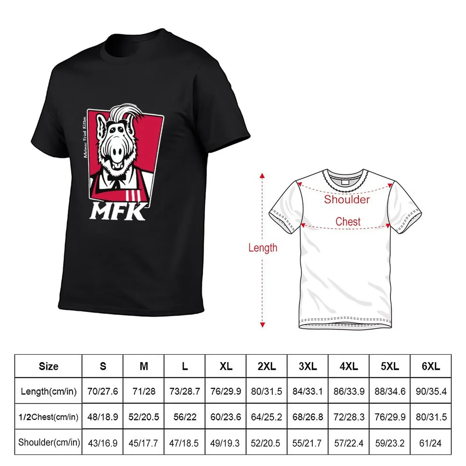 New ALF - Melmac fried kitten MFK T-Shirt custom t shirts design your own sublime t shirt T-shirts for men cotton