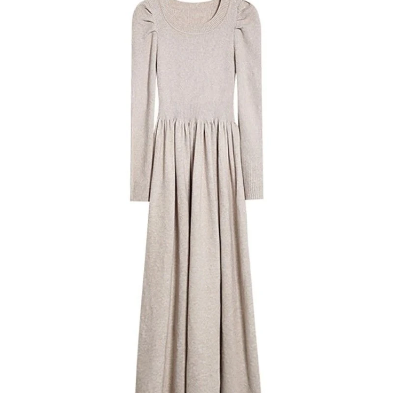 

Gentle Style Knitted Dress for Women, with A Slim Fit and Base Skirt, A-line Long Skirt