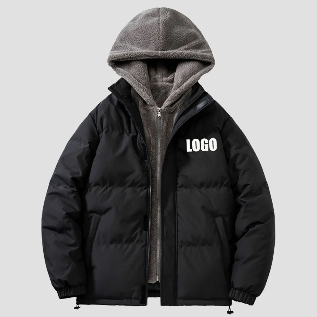 

Мужская стеганая одежда с логотипом по индивидуальному заказу, большой размер XS-6XL, зимняя свободная повседневная утолщенная флисовая стеганая куртка, стеганая куртка с капюшоном