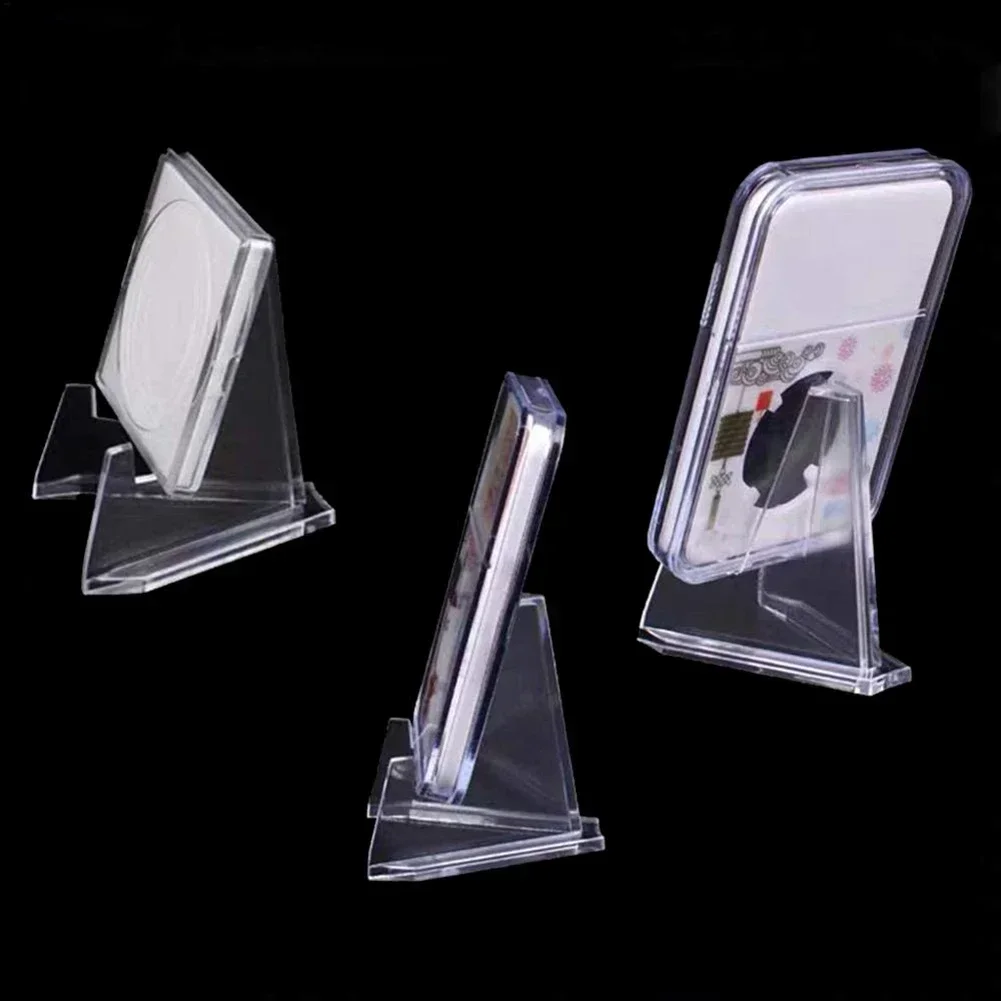 10pcs Acrylic Coin Display Stand Holder Card Easel Clear Commemorative Challenge Coin Capsule Holder Support