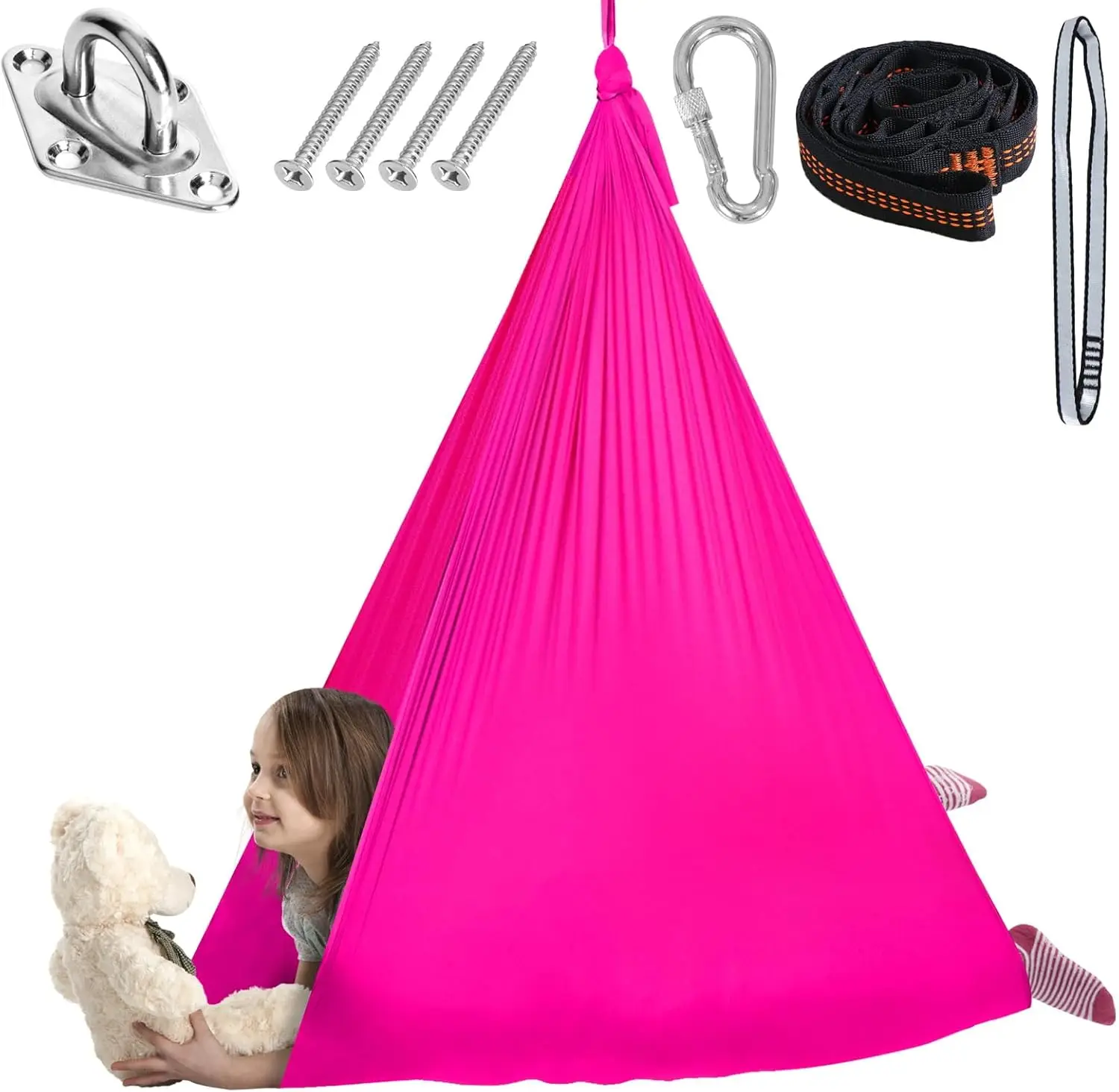 

Sensory Swing Therapy Swing Hammo Indoor Outdoor For Kids,Hardware Luded,Soft Breathable Nylon Cuddle Swing Joy Hammo For Child
