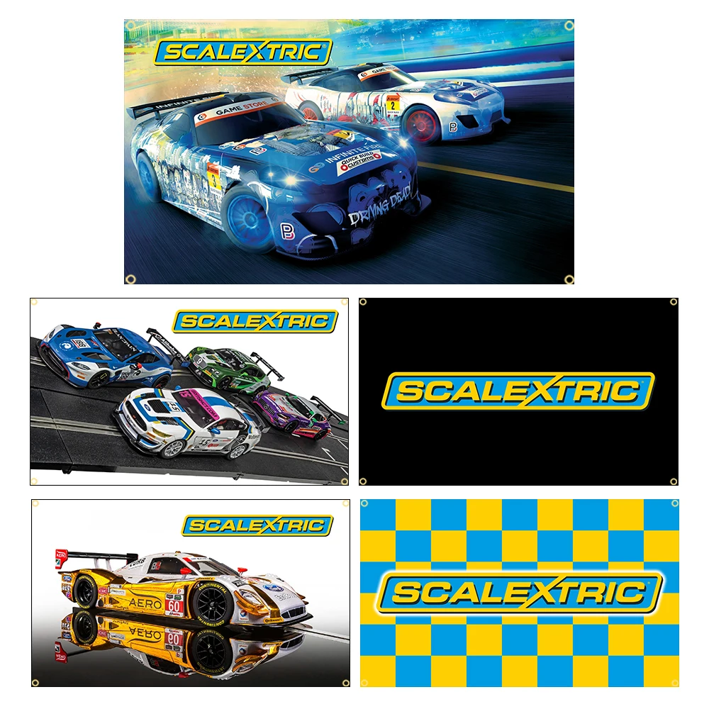 90X150cm Scalextrics Model Motor Racing Flag Polyester Printed Garage Decoration Banner Tapestry