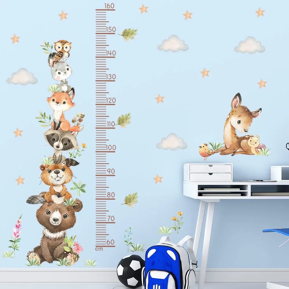 Creative Animal Height Measurement Wall Stickers Children\'s Room Growth Maps Animal Wall Stickers Home Decoration
