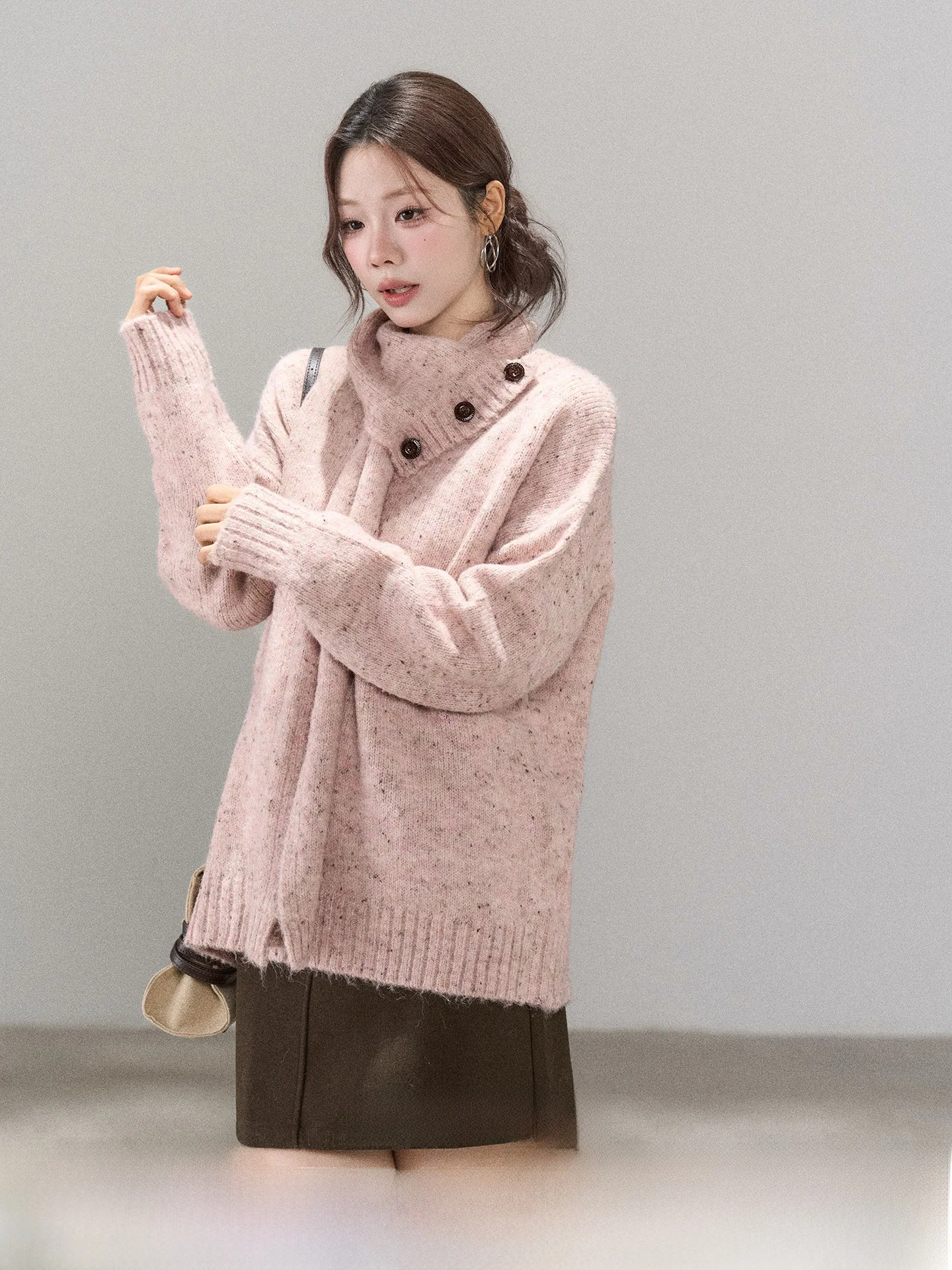 

Korean Sle Lazy Sweater irt Women's Scarf Collar 2025 Autumn Winter New Faion Versatile Top Comfortable Regular Fit Lon...