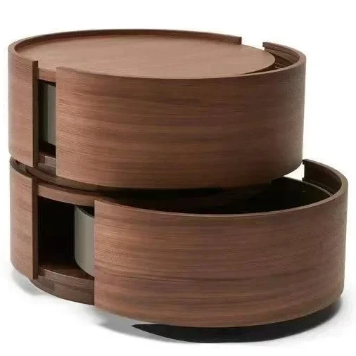 A15 North American Black Walnut Bedroom Bedside Table Hotel  Modern Simple Double Pump Tall Locker