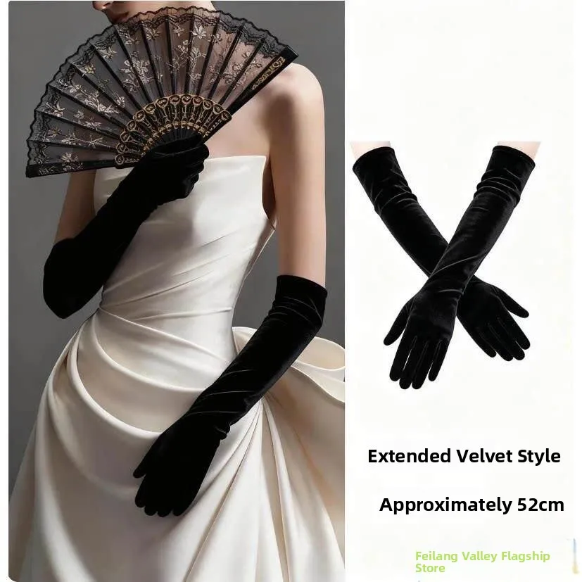 

Черные бархатные перчатки для невест: аксессуар для свадебного платья, фотосессий, выступлений, винтажный стиль Хепберн, накладки на руки