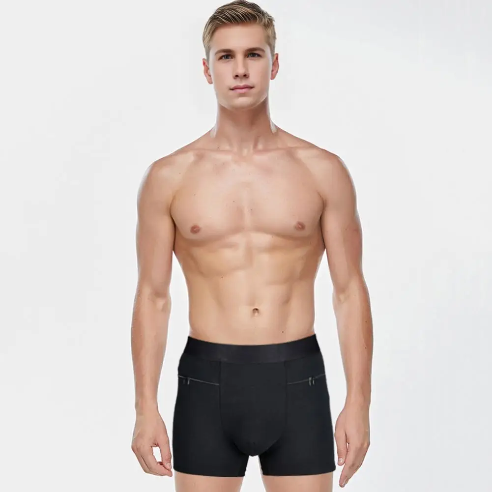 ReLabels-Boxer taille haute pour homme avec double poches et fermeture éclair, sous-vêtement confortable, design U-convexe