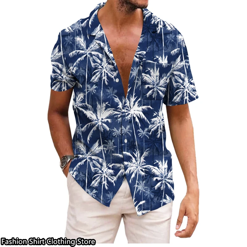 Popular men\'s shirts Hawaiian shirts short-sleeved tops Hawaiian vacation travel fashion casual clothing xs-6xl oversized size