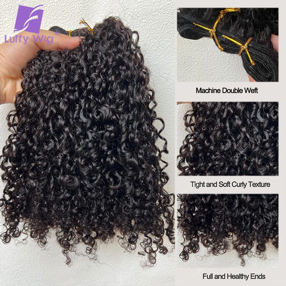 Double Drawn Afro Kinky Curly Bundles Human Hair Remy Mongolian Hair Weave 3c 4a Weft Hair Extensions For Black Women Luffywig