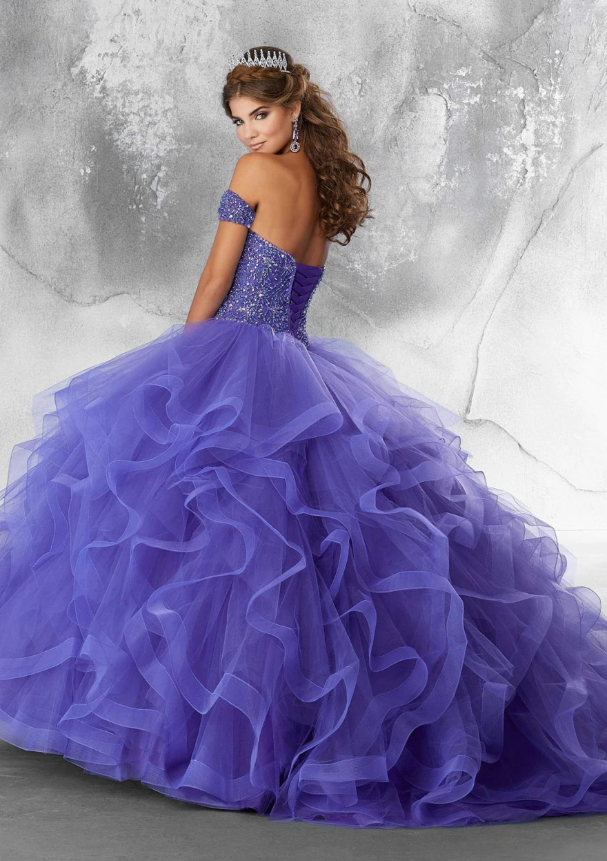 Maßgeschneidertes erstaunliches blaues Quinceanera-Kleid 2024, herzförmiger Perlen-Pailletten-Sweet-16-Kleid, Geburtstagsfeier, Vestido De 15 YQD107