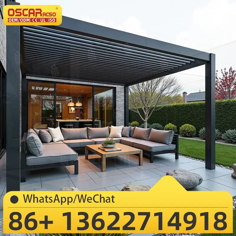 

Выдвижная водонепроницаемая электрическая биолиматическая крыша De Aluminio для беседки и беседки, идеально подходит для беседки сада, патио, двора