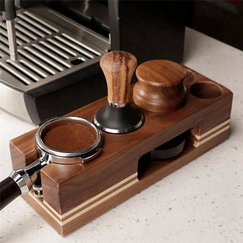 Stable-Coffee Tamper Holder Wood Filling Support Base Espresso Tampering Mat Station Stand For Barista Coffee Accessories