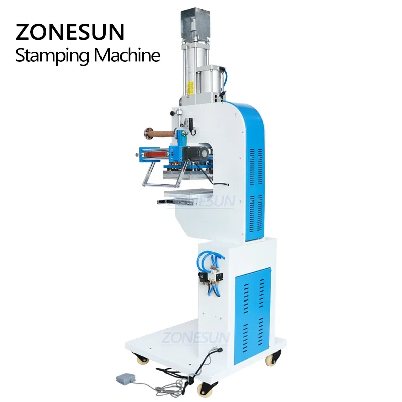 ZONESUN ZS-819SK Pneumatische automatische Kunststoffbox LOGO Leder Heißfolienprägung Rillen Prägemaschine Hitzepressmaschine