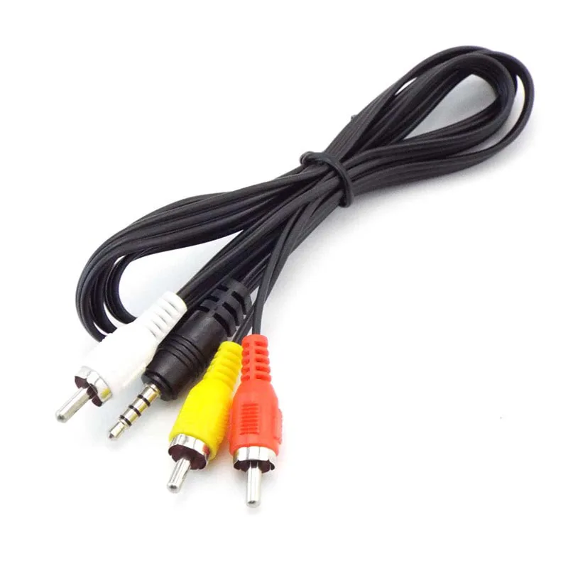 1 Meter 3.5mm Audio Male Jack Plug to 3 RCA male aux Connector Splitter Cable wire AV Adapters Video extension Cord q1