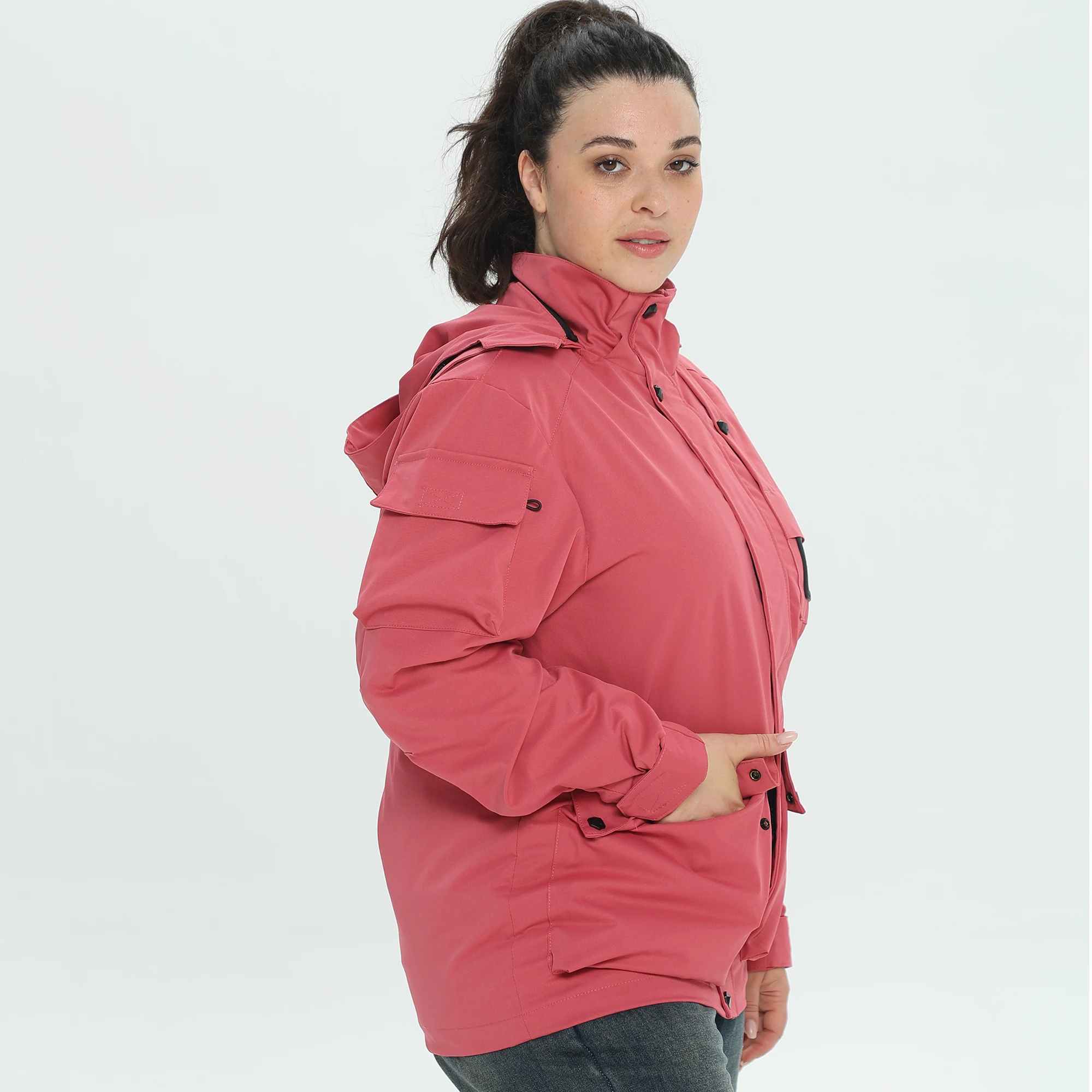 Plus Size Elegancki jesienny płaszcz damski z długim rękawem i zamkiem błyskawicznym z przodu Luźna kurtka biurowa w dużym rozmiarze Business Casual