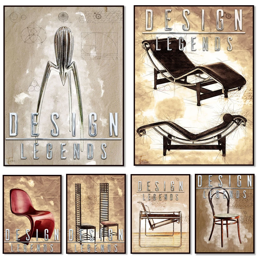 DESISNDESISNLEEEIDS, Silla Thonet Vienna, diseño de Wassily, póster decorativo en lienzo para cafetera de cocina