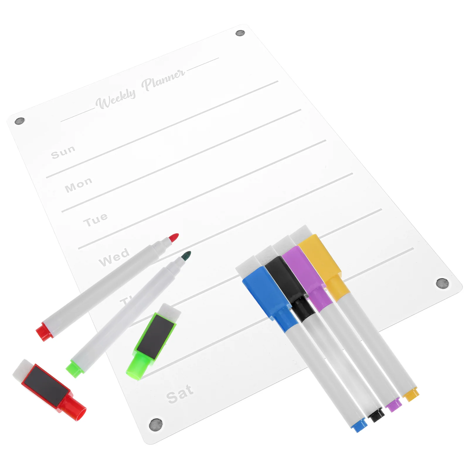 

Three-dimensional Refrigerator Weekly Plan Message Board Magnetic White 297X21CM Acrylic Schedule Clear Dry Erase