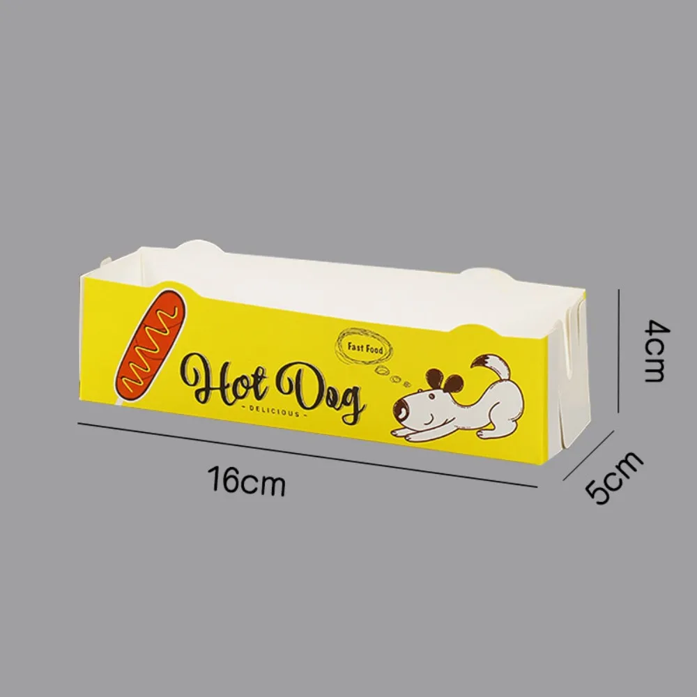 100PCS Disposable Hot Dog Packaging Box Boat Shape Food Grade Sausage Tray Eco-Friendly Paperboard Sausage Snack Boat Box