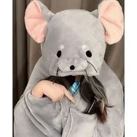 Gray Mouse Warm Nap Air Conditioning Blanket Cape Cute Cloak Throw Blanket Loungewear Gift Costume Prop