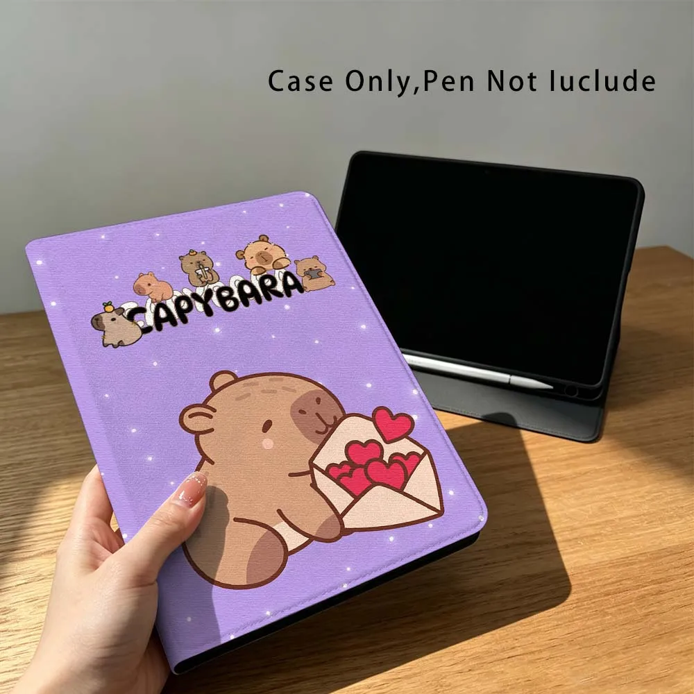 Cute Cartoon Capybara Pattern Fashion For Xiaomi Poco Redmi Pad 8 2 4 C1 6 6S 7 7S SE 9.7 14 11 11.2 Inch Pen Tray Tablet Case