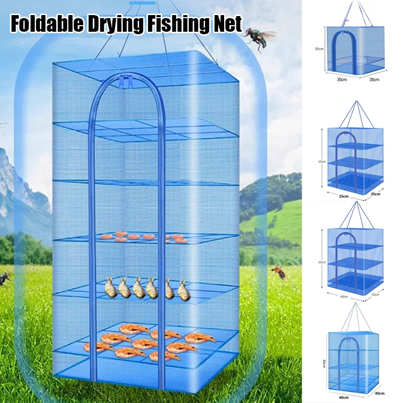 1Pc Fish Net Drying Fishing Net Rack Folding Mesh Hanging Multifunctional Storage Nets Vegetable Fish Dishes Dryer Bag Wholesale