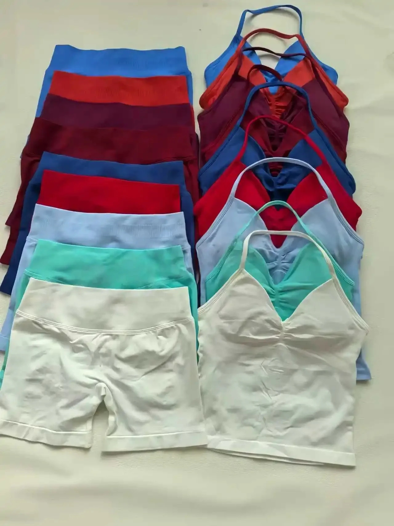 

2 Pieces Sports Set Women Backless Tank Tops High Waist Scrunch Seamless Shorts Sport Suit Gym Set Sportswear Workout Set