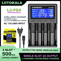 Liitokala Lii-PD4 Lii-500 Lii-500S Lii-PD2 18650 Battery Charger LCD Display 18490 21700 26650 20700 AA AAA Etc Test Capacity