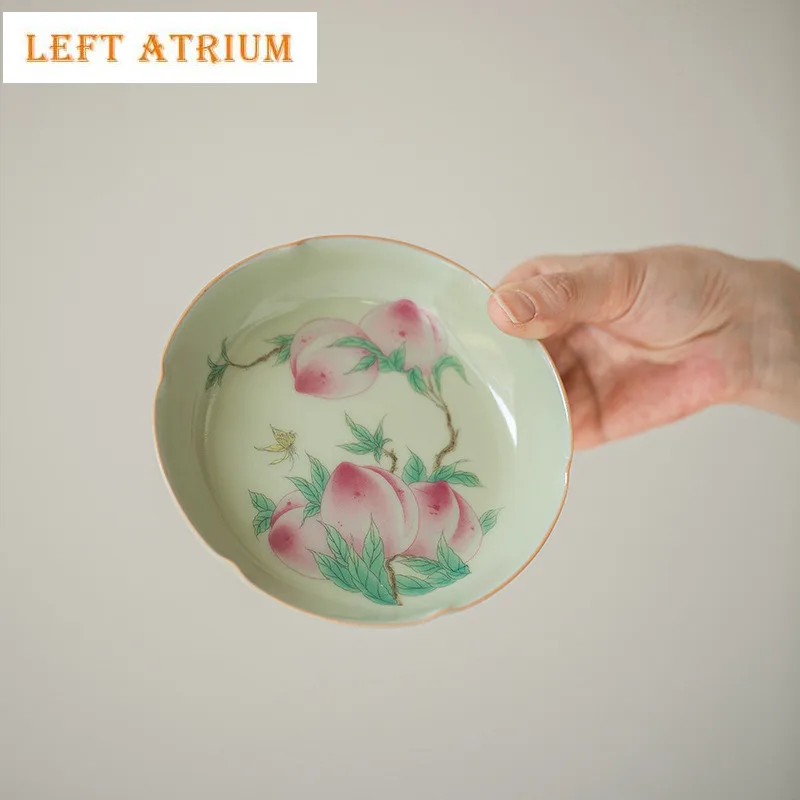 

Secret Colored Ru Kiln Painted Pot Bearing Holder Coffee Cup Heat Insulation Pad Dry Soaking Table Tea Tray Coasters Tableware