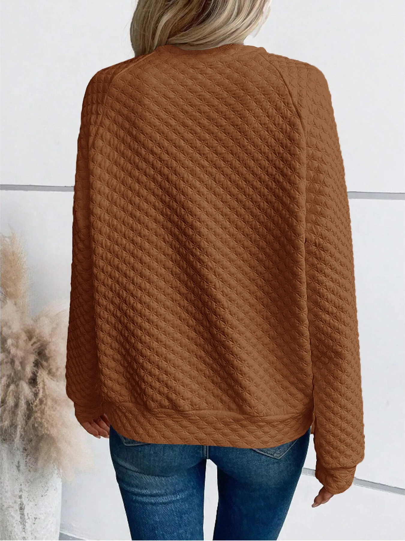 Casual Patchwork Slim Fit Hoodie with Regular Sleeve Elegant Commuter Mid Length Pullover Autumn Long Sleeve V Neck Women Hoodie