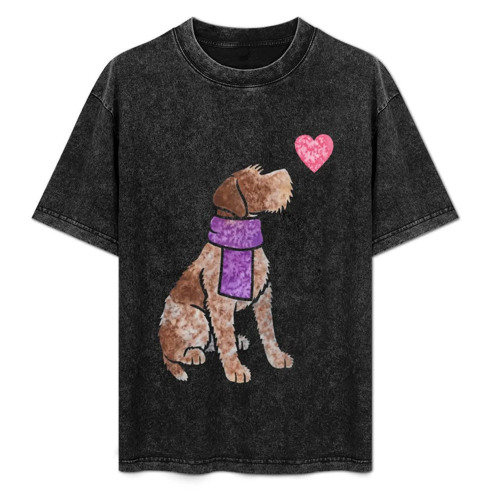 Watercolour German Wirehaired Pointer dog T-Shirt korean fashion graphics tees Men's t-shirts