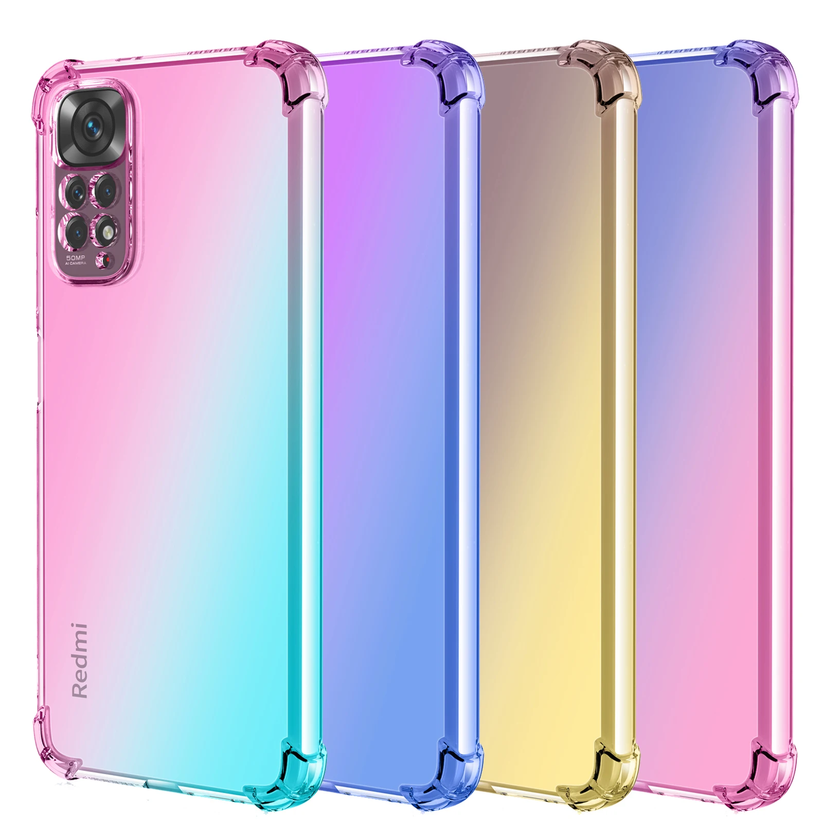 Gradient Color Transparent Case for Xiaomi Redmi Note 11 12 Pro 5G 10 5G Shockproof Anti-fall Phone Cover for Note 12 4G 11S 10S