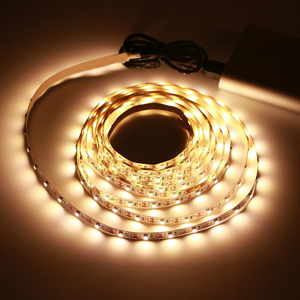 DC 5V USB LED Strips 3528 White Warm White LED Strip Light TV Background Lighting Tape Home Decor Lamp 1m LED String Light