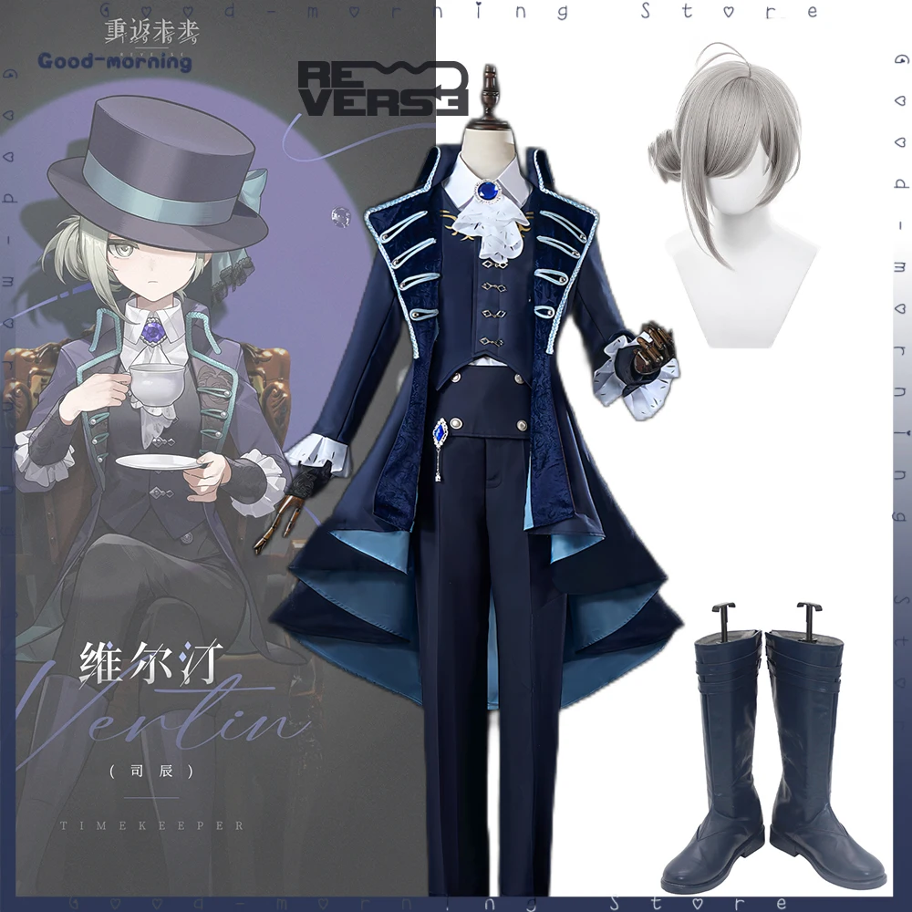 

Anime game Reverse:1999 Vertin Cosplay Top Hat wig Costume Vertin high boots Hallowen Party Uniform Adult Role play Full Set