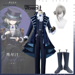 Anime game Reverse:1999 Vertin Cosplay Top Hat  wig  Costume Vertin high boots Hallowen Party Uniform Adult Role play Full Set