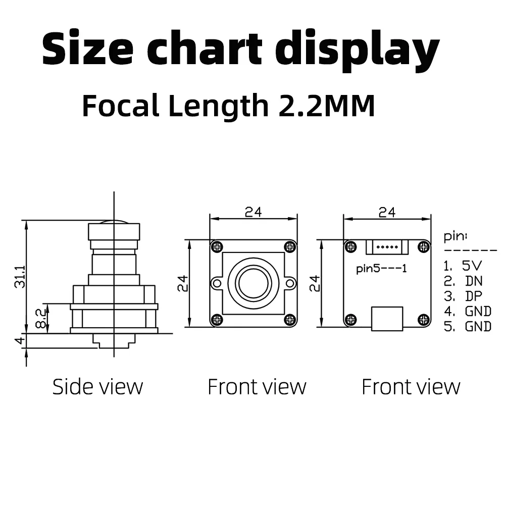 8MP IMX415 4K USB-Kameramodul 30fps mit 2,2mm Festfokus-Objektiv Weitwinkel 114° ° Industrielle USB-Webcam UVC Videoüberwachung – Detail 3
