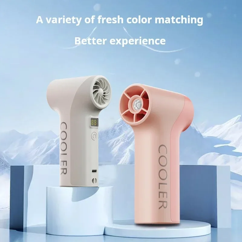 Smart Display Handheld Fan  4000mAh 14.8Hrs  5 Speeds 14m/s CE/FCC  Gradient Color  with LED Light