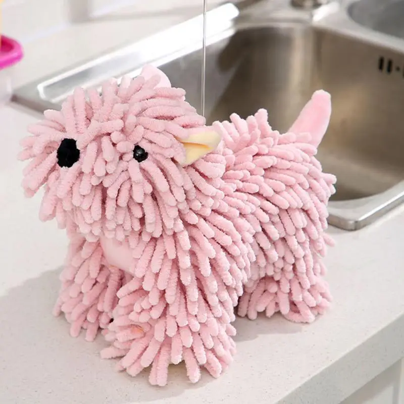 Fuzzy Ball Hand Towel Cute Chenille Dogs Fuzzy Ball Hand Towel Unique Home Decor Soft High Absorbent Bathroom Hand Towels Dry