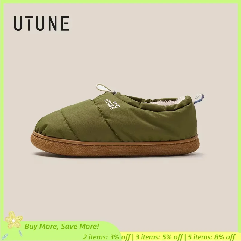 

Мужские зимние зимние ботинки UTUNE, нескользящая теплая прочная уютная уличная обувь на плюшевой подкладке для мужчин, защитные тапочки