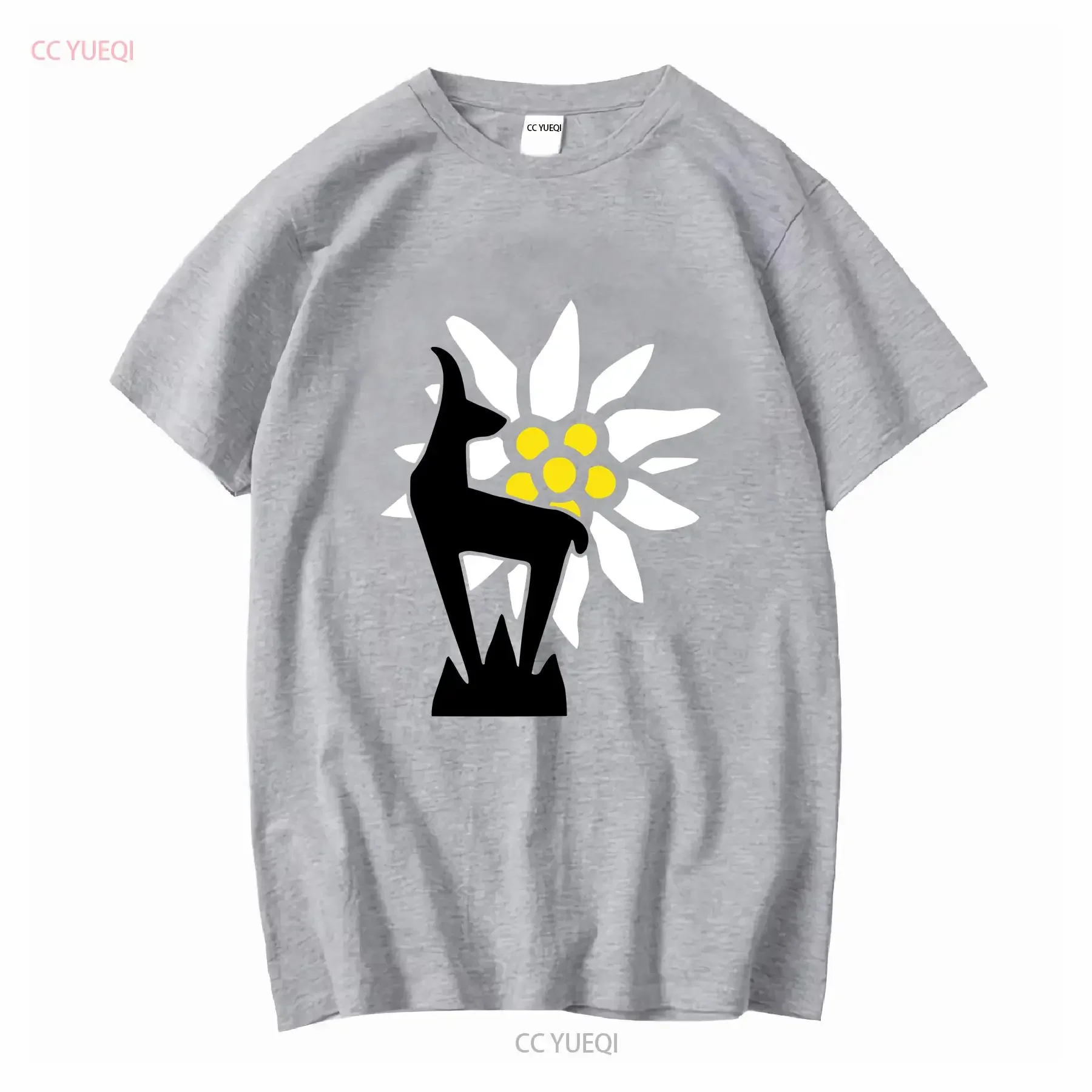 Mountain Division Hunters Wappen Gams Logo Wh Wk Edelweis T-Shirt 7494 lange oder kurze Ärmel Vintage Washed